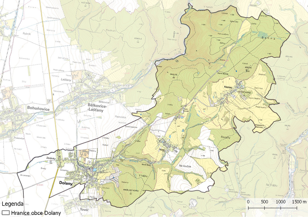 mapa dolany Dolany u Olomouce | Charakteristika zájmového území